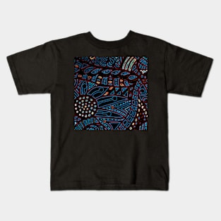 Dark swirl print, modern mosaic Kids T-Shirt